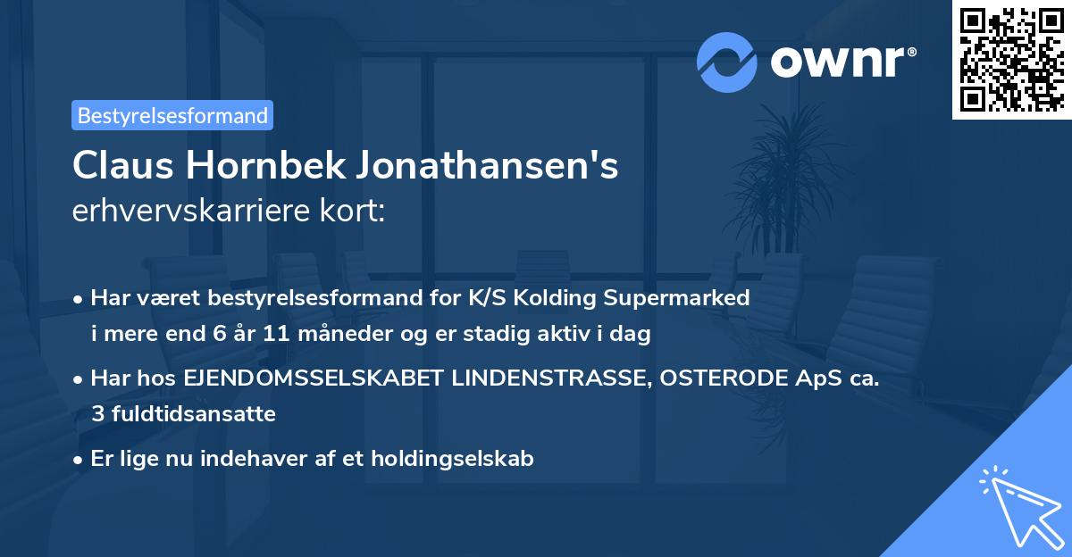 Claus Hornbek Jonathansen's erhvervskarriere kort