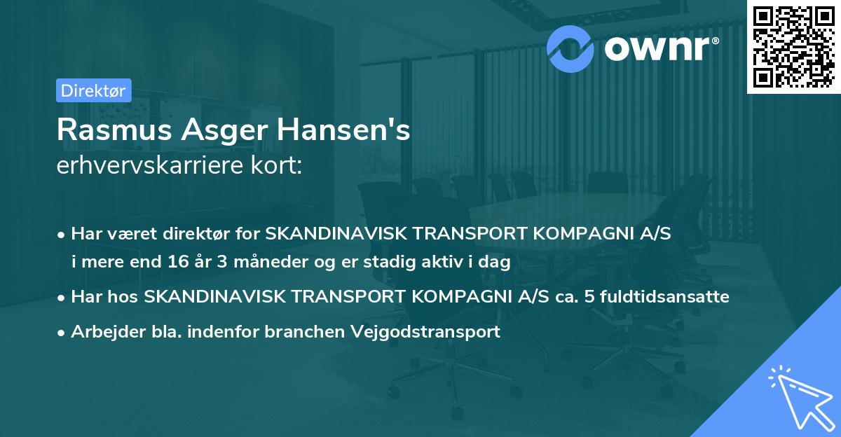 Rasmus Asger Hansen's erhvervskarriere kort