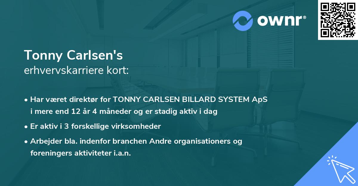 Tonny Carlsen's erhvervskarriere kort