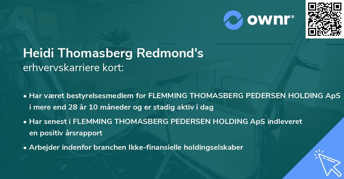 Heidi Thomasberg Redmond's erhvervskarriere kort