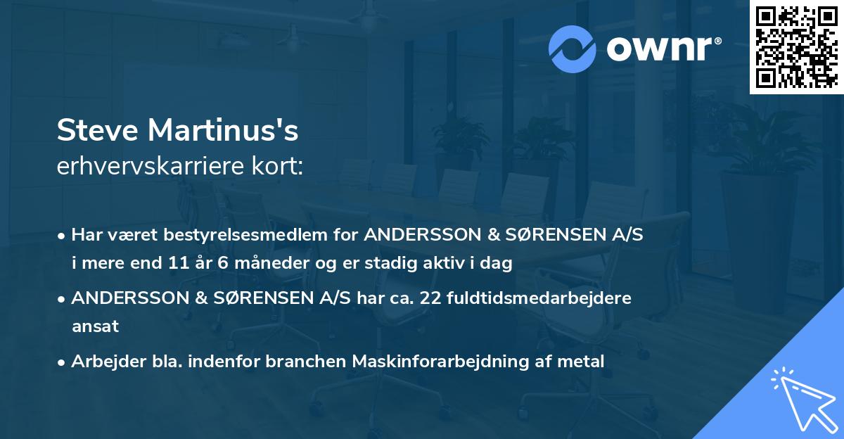 Steve Martinus's erhvervskarriere kort