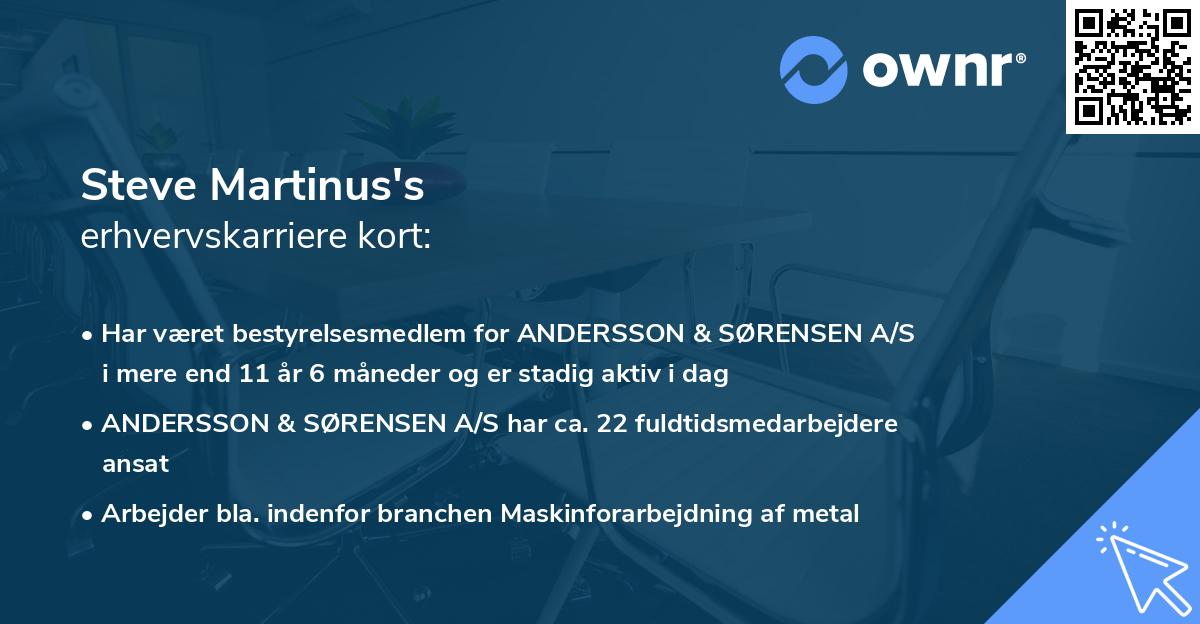 Steve Martinus's erhvervskarriere kort