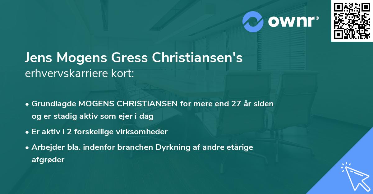 Jens Mogens Gress Christiansen's erhvervskarriere kort