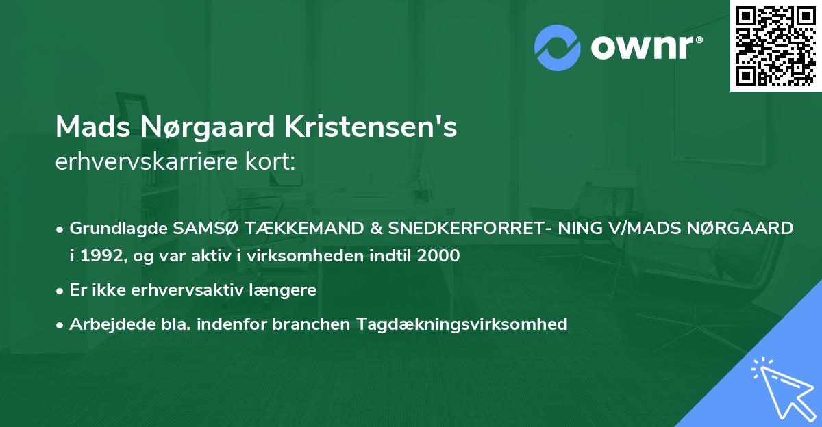 Mads Nørgaard Kristensen's erhvervskarriere kort