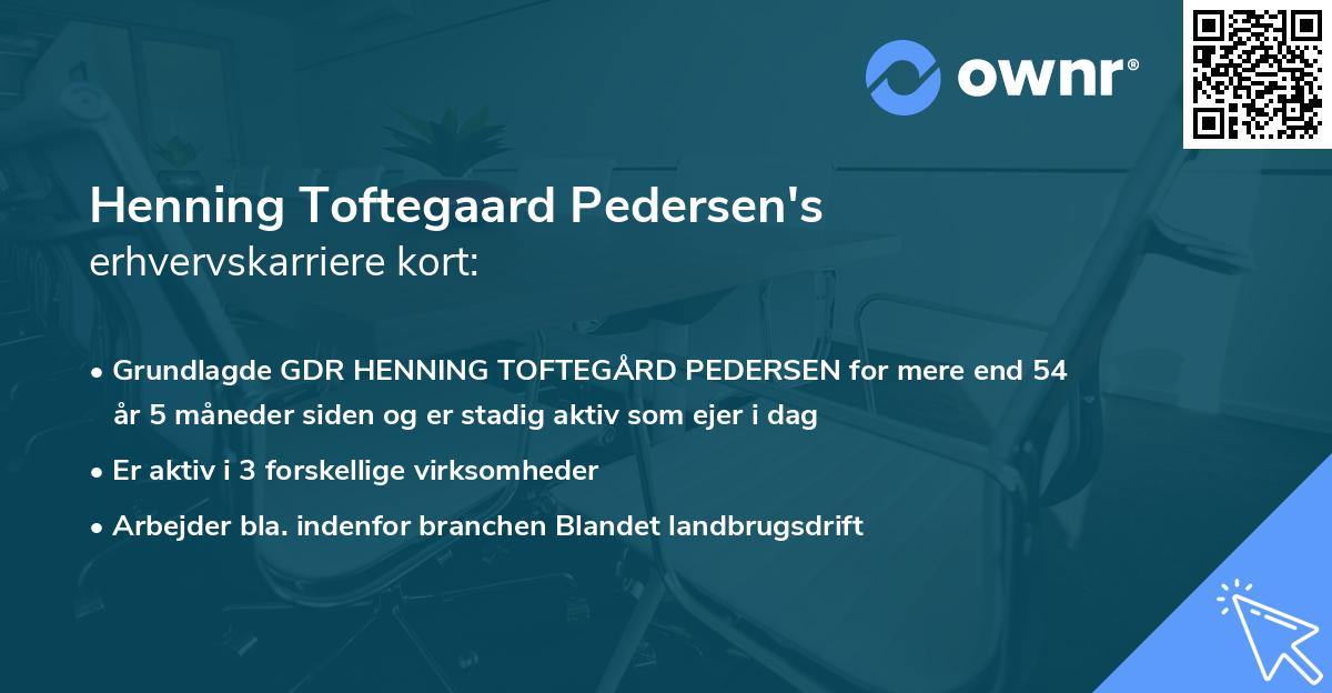 Henning Toftegaard Pedersen's erhvervskarriere kort