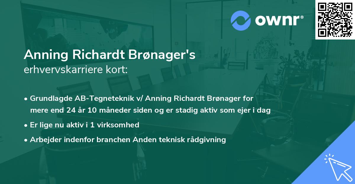 Anning Richardt Brønager's erhvervskarriere kort