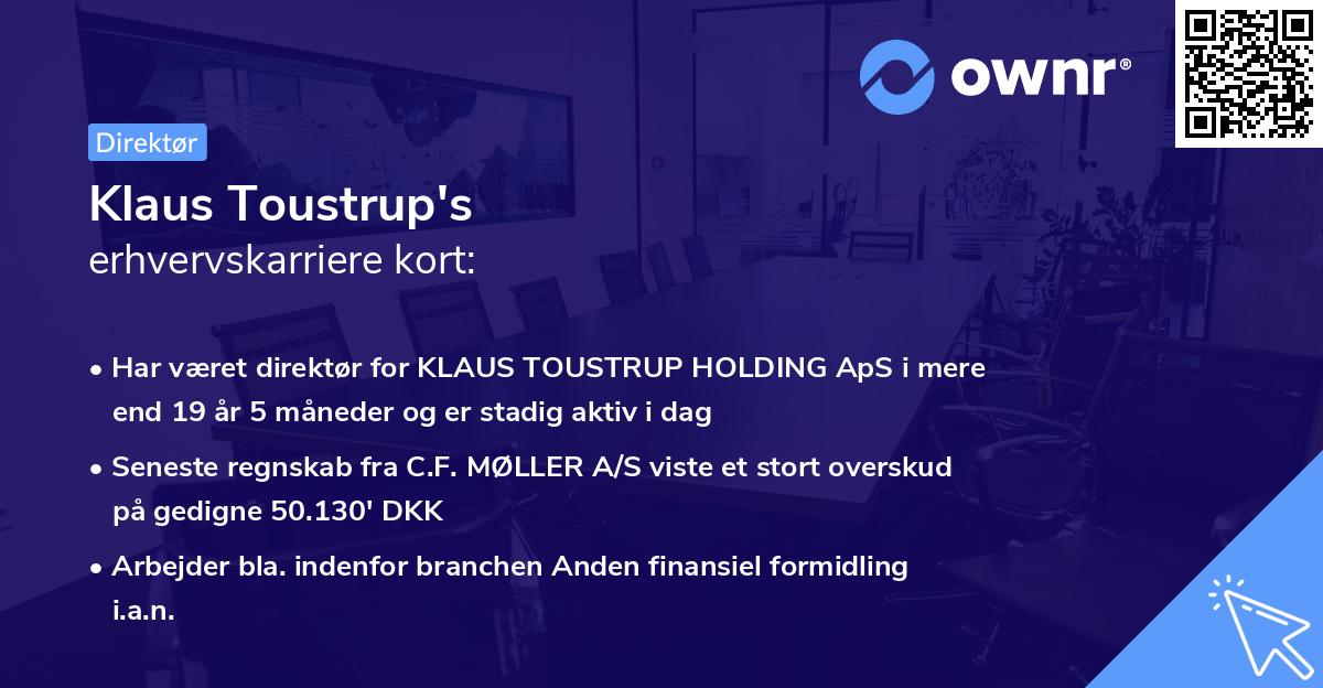Klaus Toustrup's erhvervskarriere kort