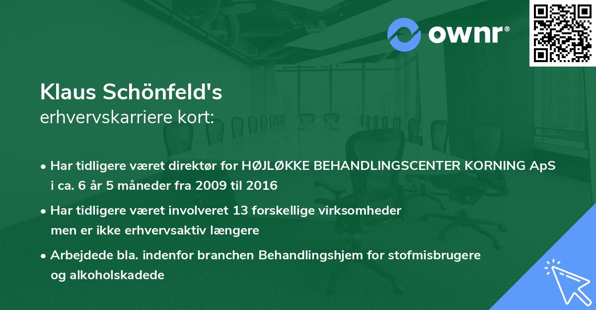 Klaus Schönfeld's erhvervskarriere kort