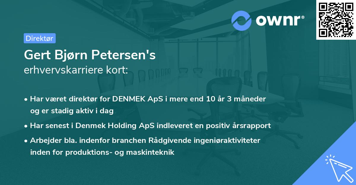 Gert Bjørn Petersen's erhvervskarriere kort
