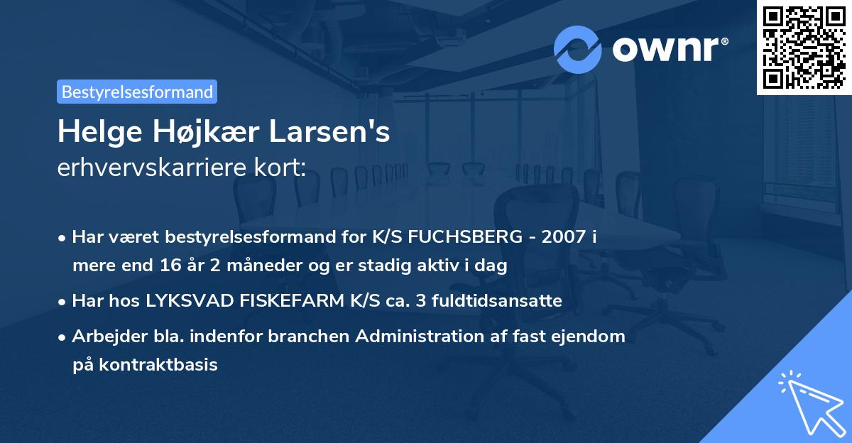 Helge Højkær Larsen's erhvervskarriere kort