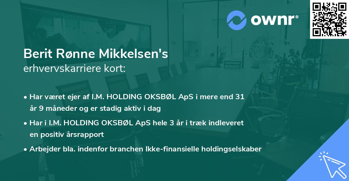 Berit Rønne Mikkelsen's erhvervskarriere kort