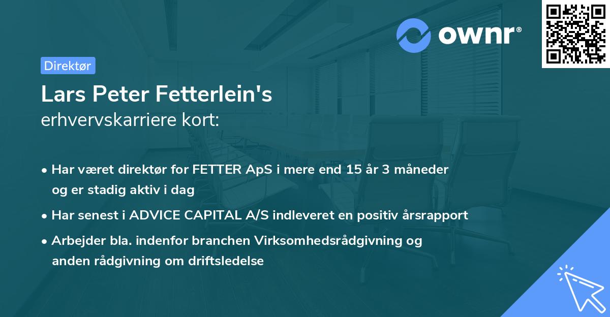 Lars Peter Fetterlein's erhvervskarriere kort