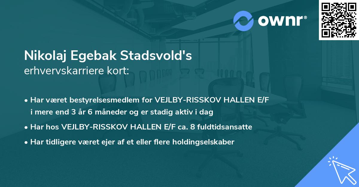 Nikolaj Egebak Stadsvold's erhvervskarriere kort