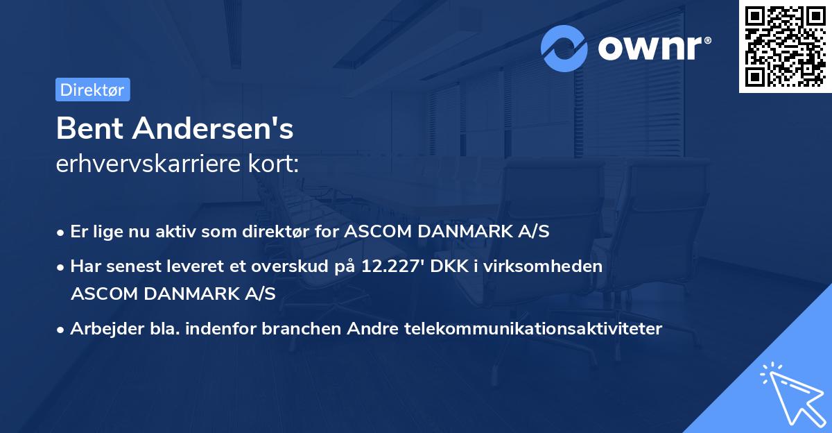 Bent Andersen's erhvervskarriere kort