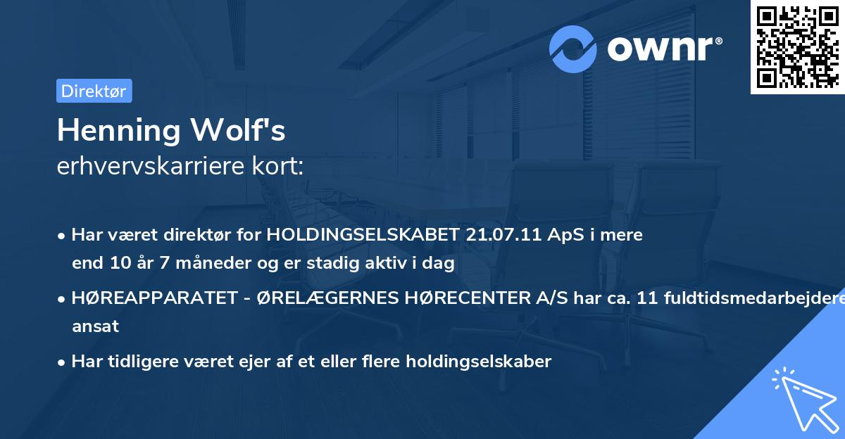 Henning Wolf's erhvervskarriere kort