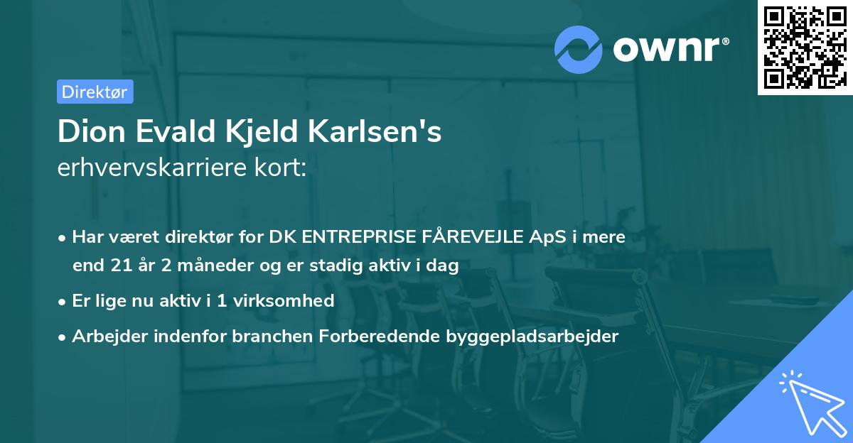 Dion Evald Kjeld Karlsen's erhvervskarriere kort