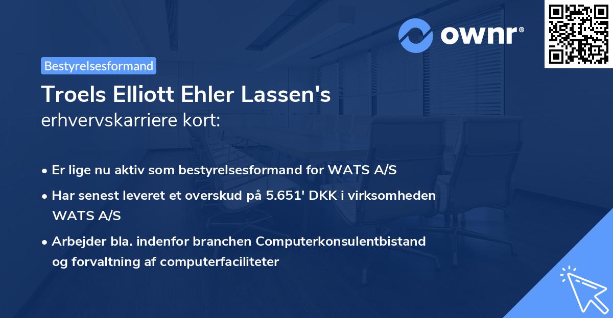 Troels Elliott Ehler Lassen's erhvervskarriere kort