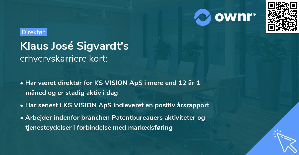 Klaus José Sigvardt's erhvervskarriere kort