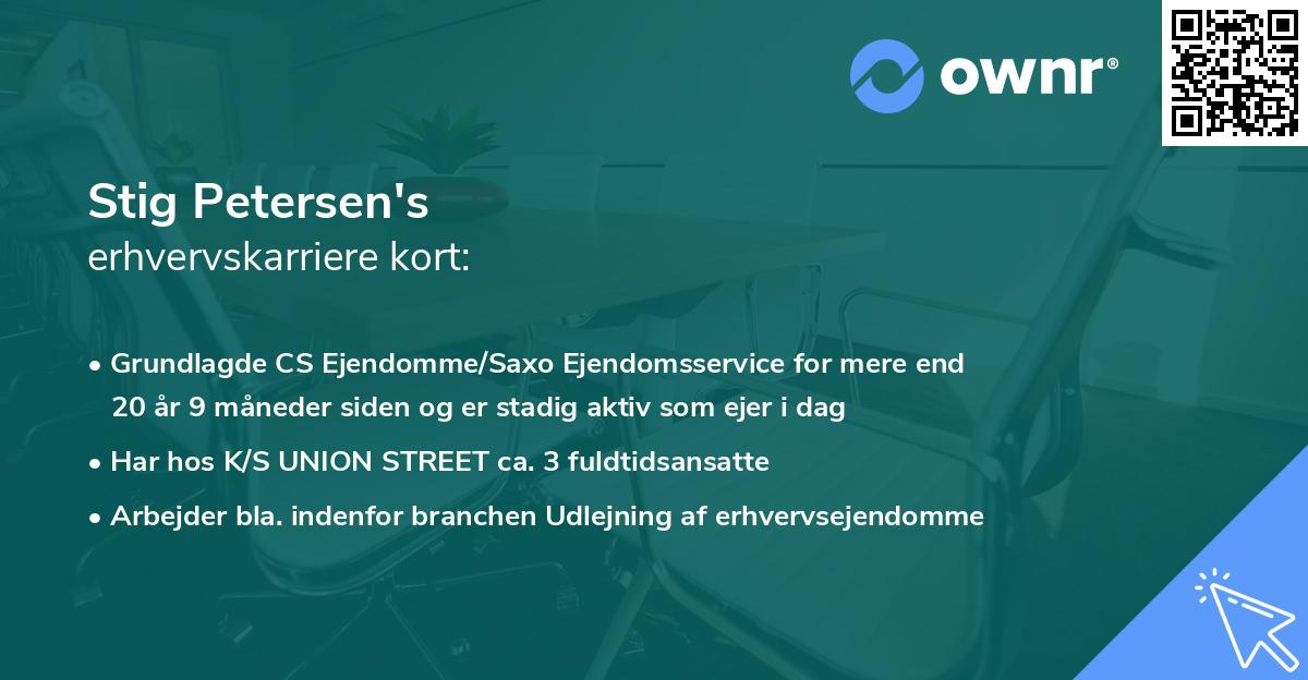 Stig Petersen's erhvervskarriere kort