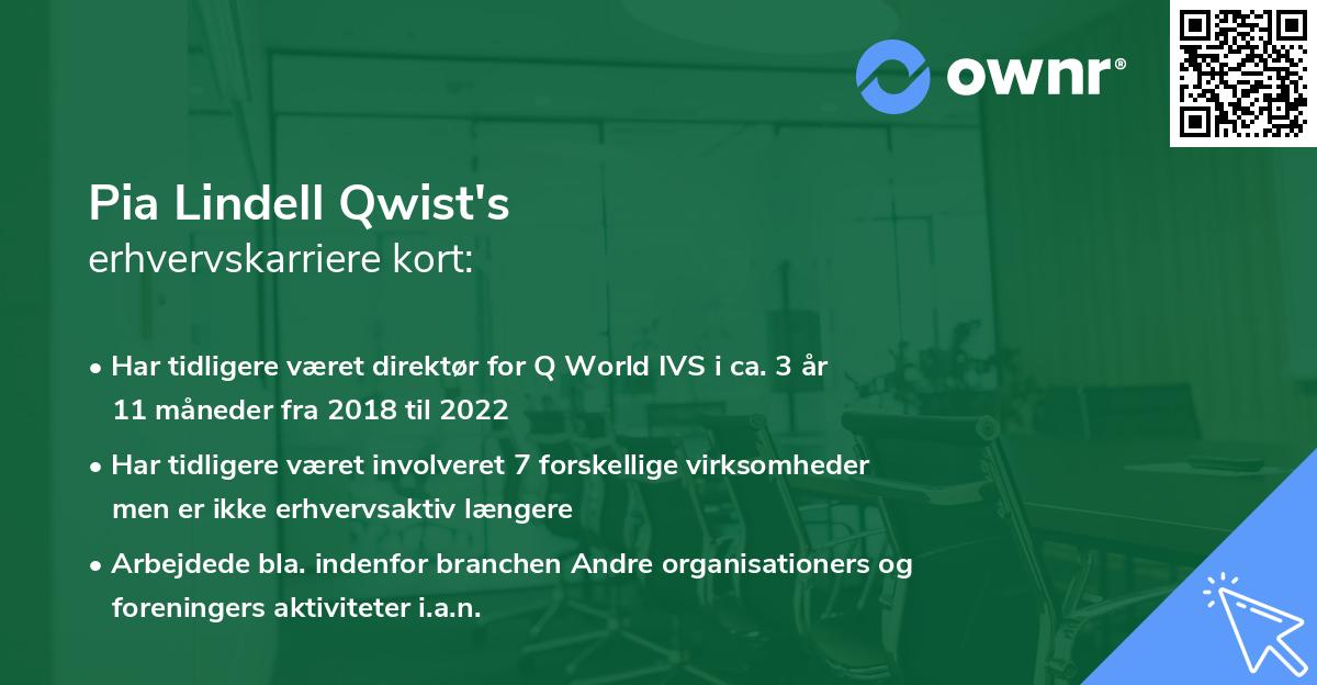 Pia Lindell Qwist's erhvervskarriere kort