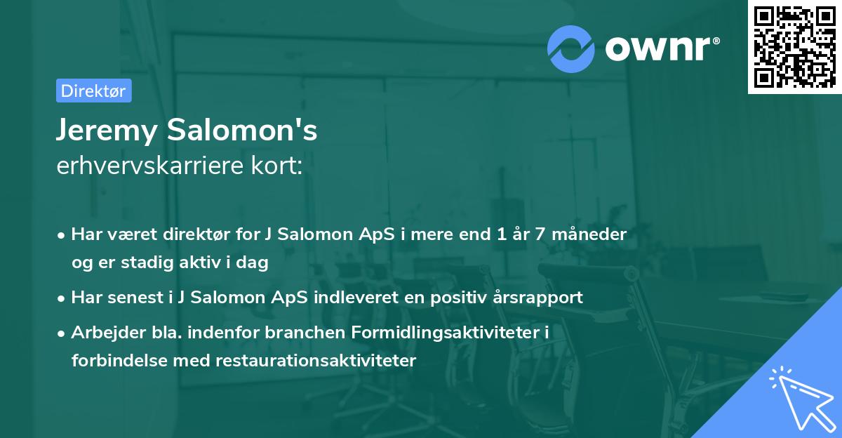 Jeremy Salomon's erhvervskarriere kort