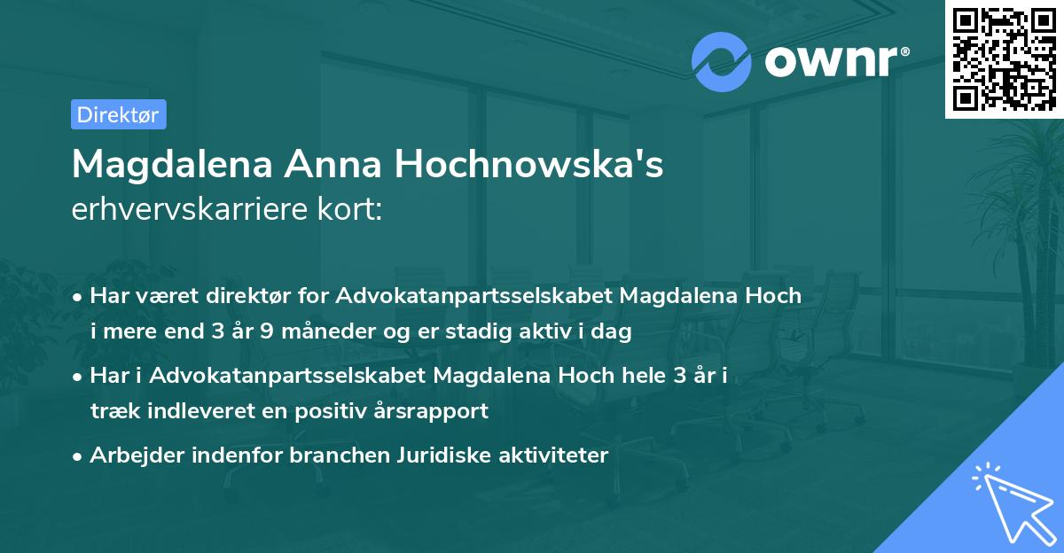 Magdalena Anna Hochnowska's erhvervskarriere kort