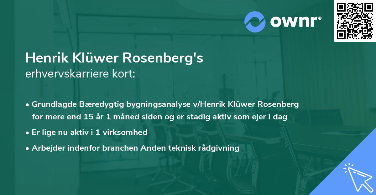 Henrik Klüwer Rosenberg's erhvervskarriere kort