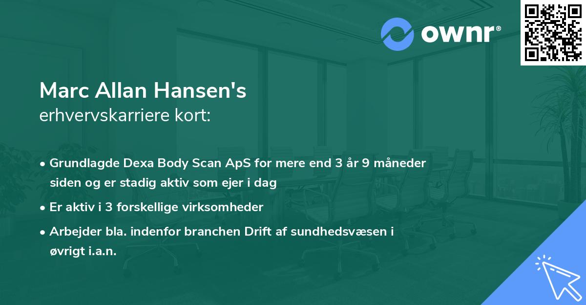 Marc Allan Hansen's erhvervskarriere kort