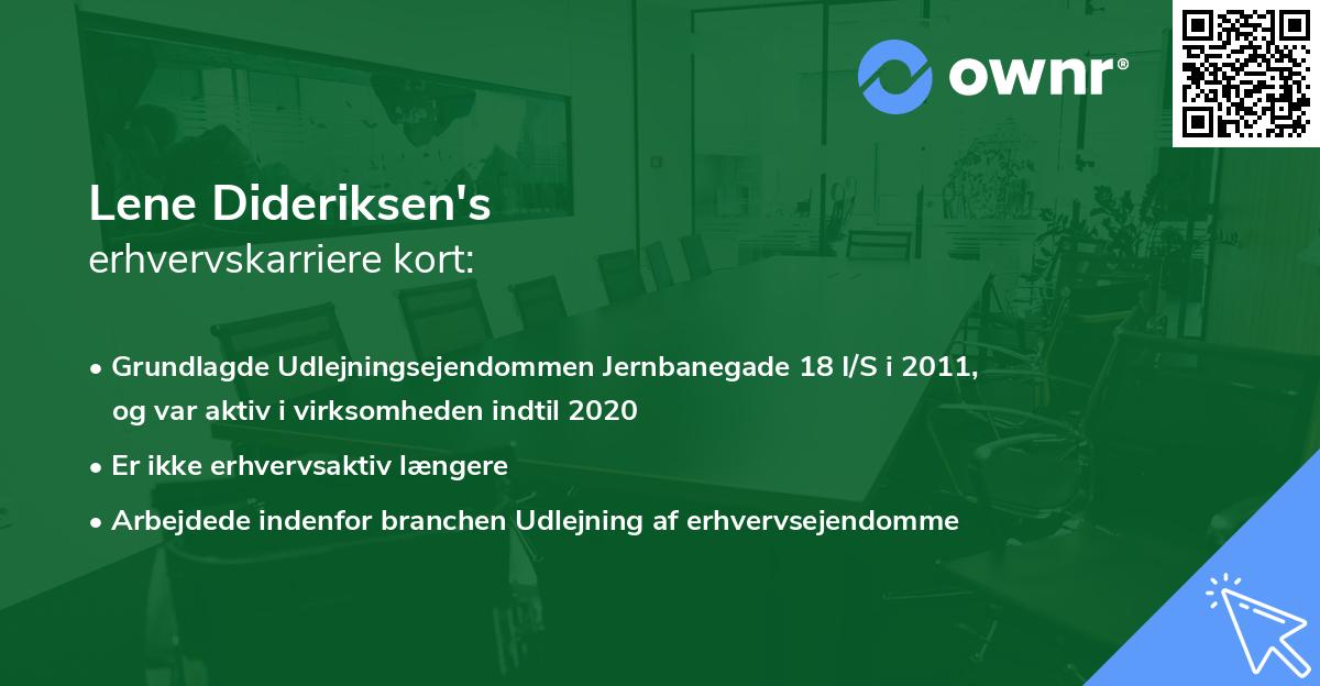Lene Dideriksen's erhvervskarriere kort