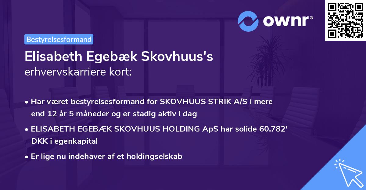 Elisabeth Egebæk Skovhuus's erhvervskarriere kort