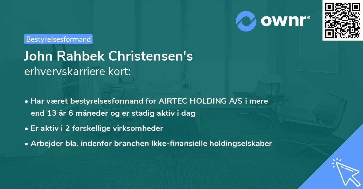 John Rahbek Christensen's erhvervskarriere kort