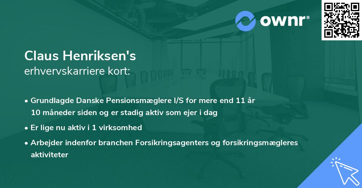 Claus Henriksen's erhvervskarriere kort