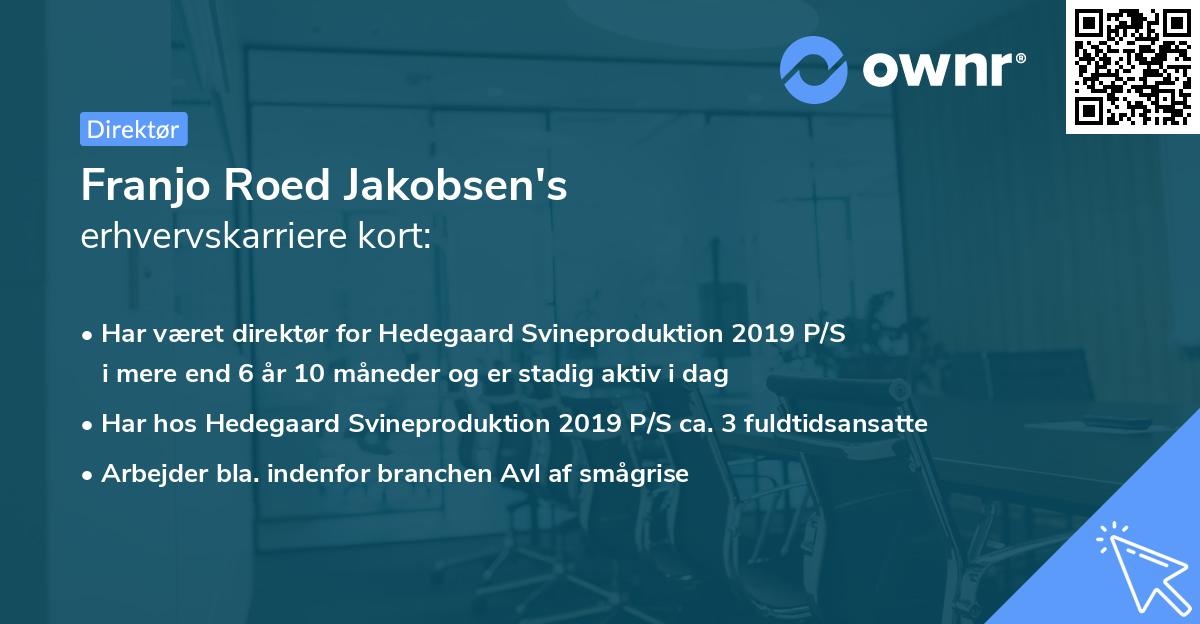 Franjo Roed Jakobsen's erhvervskarriere kort