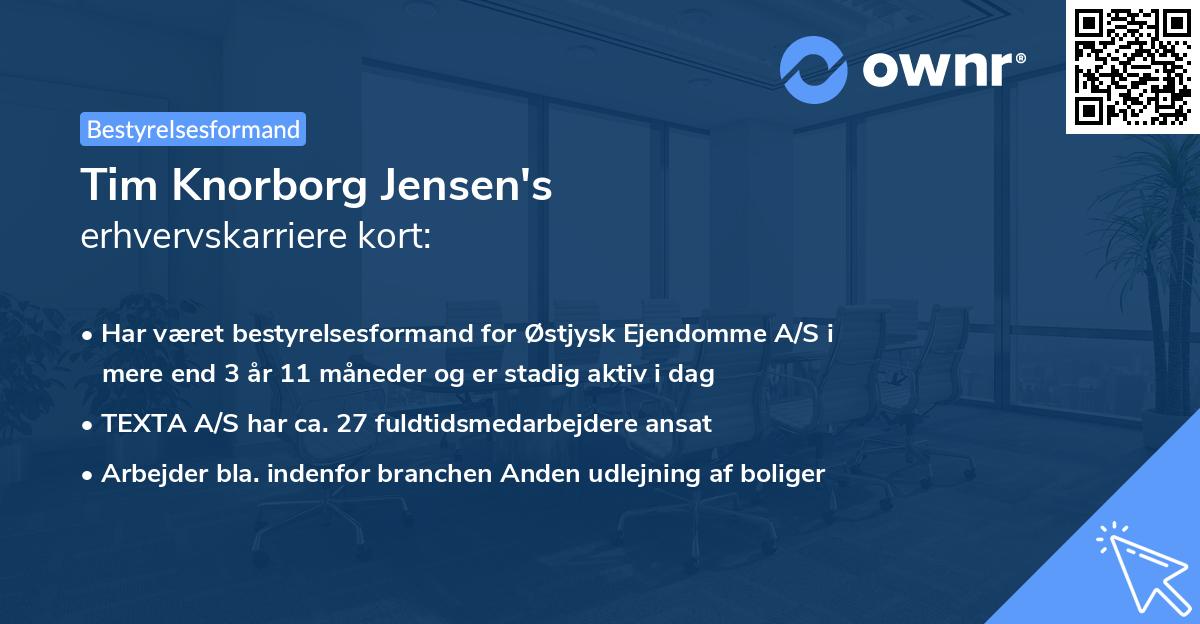 Tim Knorborg Jensen's erhvervskarriere kort