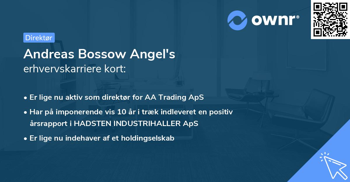 Andreas Bossow Angel's erhvervskarriere kort