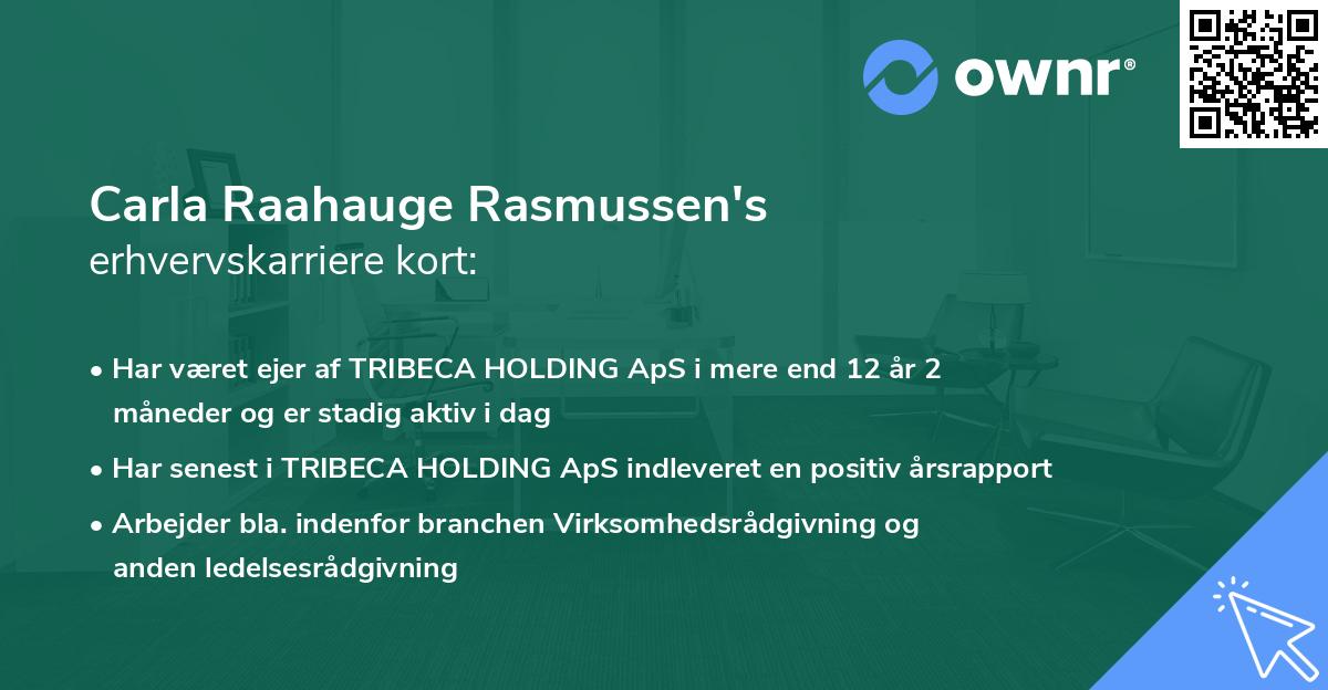 Carla Raahauge Rasmussen's erhvervskarriere kort