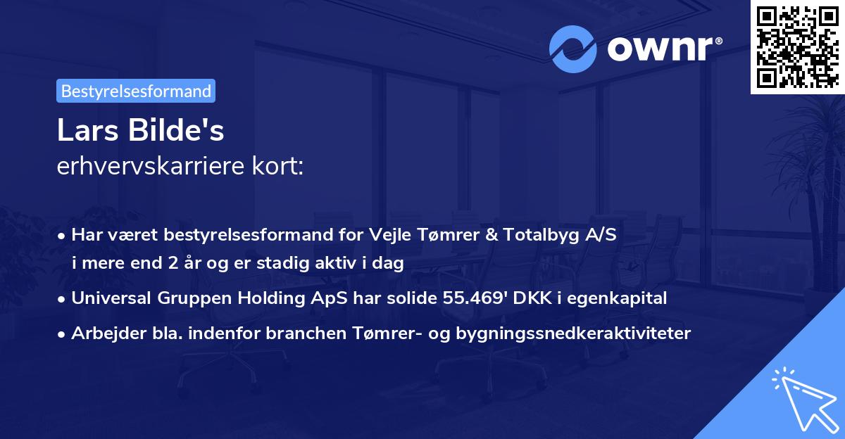 Lars Bilde's erhvervskarriere kort