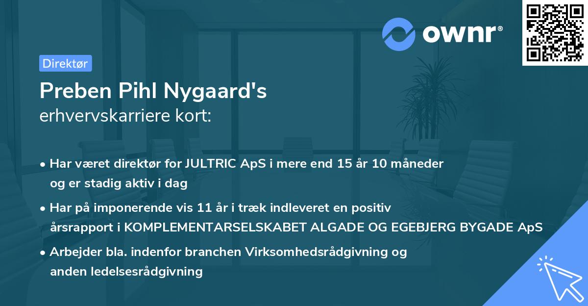 Preben Pihl Nygaard's erhvervskarriere kort
