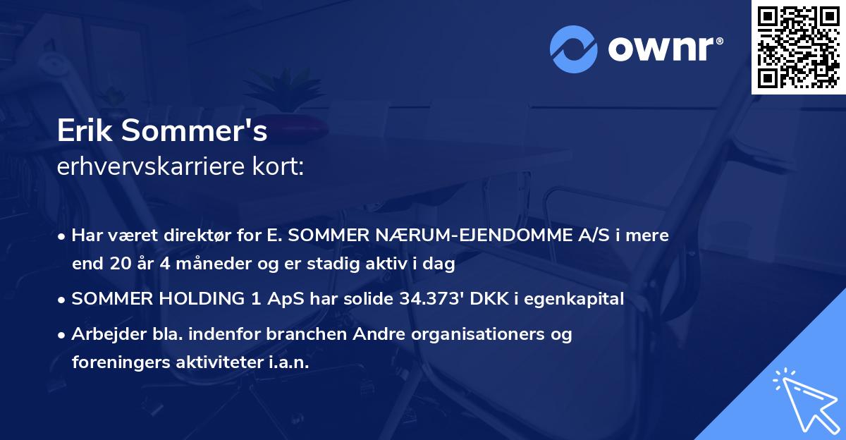 Erik Sommer's erhvervskarriere kort