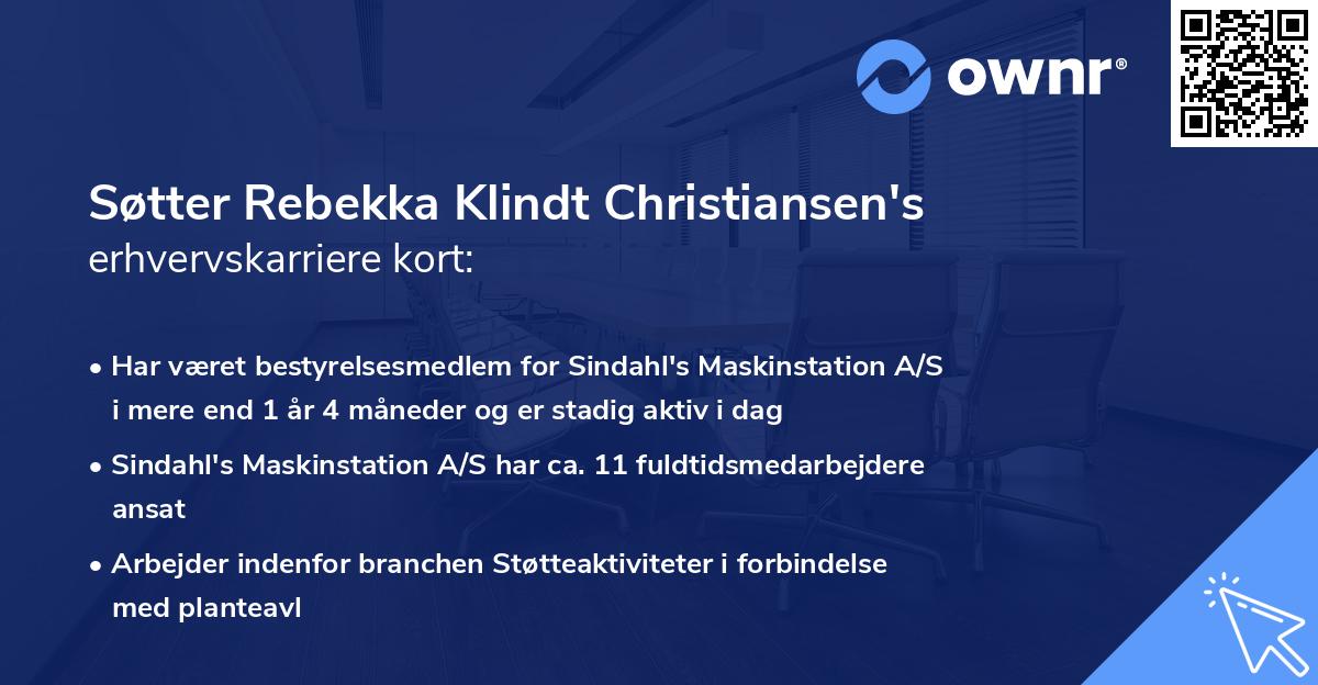 Søtter Rebekka Klindt Christiansen's erhvervskarriere kort