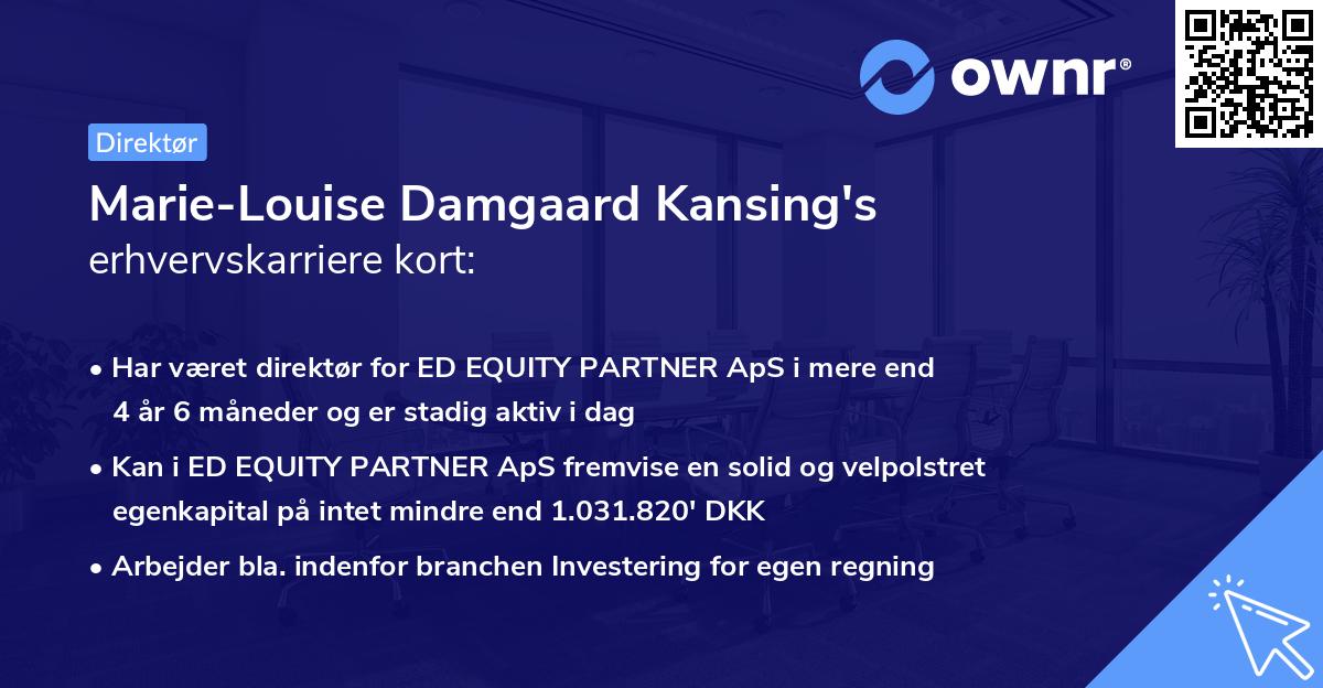 Marie-Louise Damgaard Kansing's erhvervskarriere kort