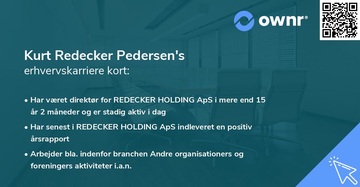 Kurt Redecker Pedersen's erhvervskarriere kort