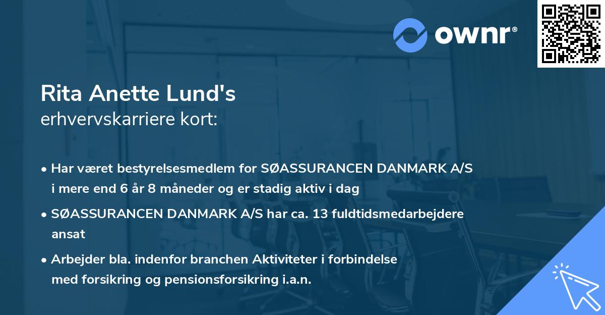 Rita Anette Lund's erhvervskarriere kort