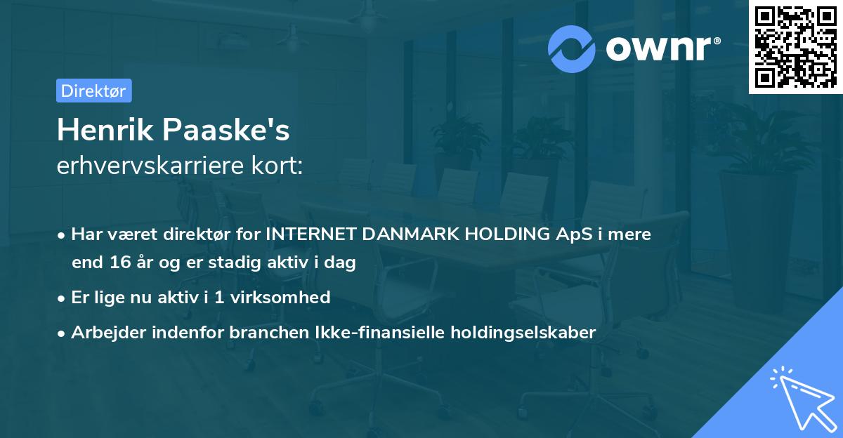 Henrik Paaske's erhvervskarriere kort