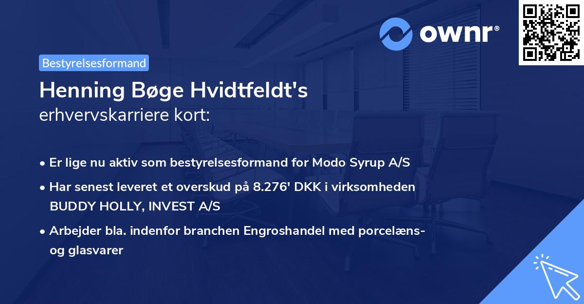 Henning Bøge Hvidtfeldt's erhvervskarriere kort