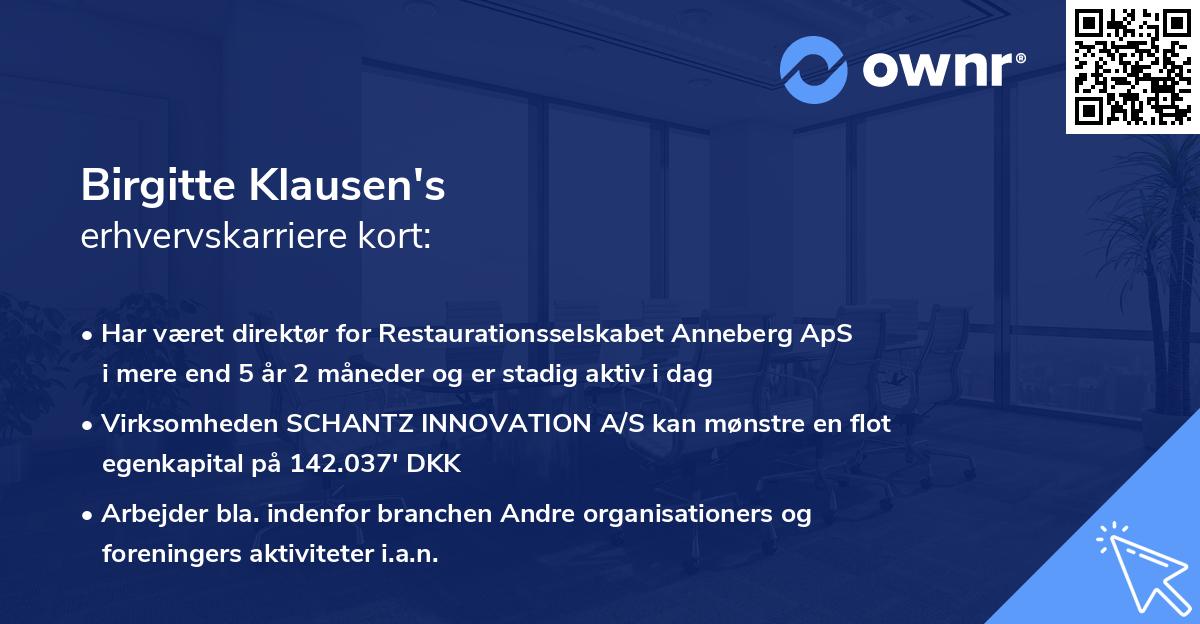 Birgitte Klausen's erhvervskarriere kort