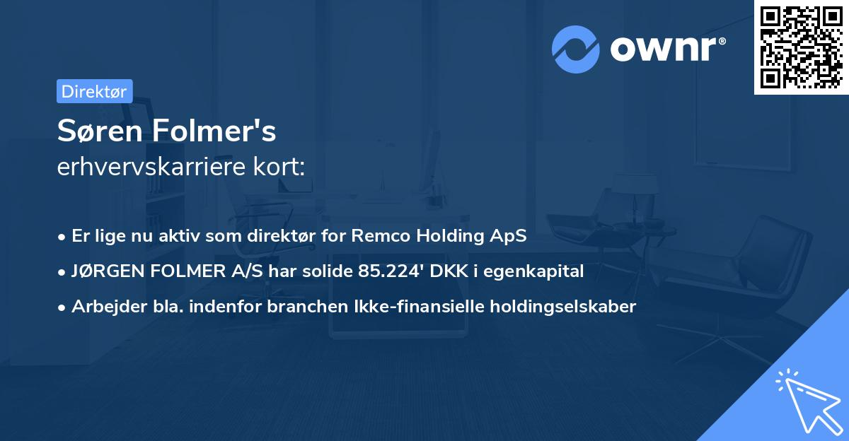 Søren Folmer's erhvervskarriere kort