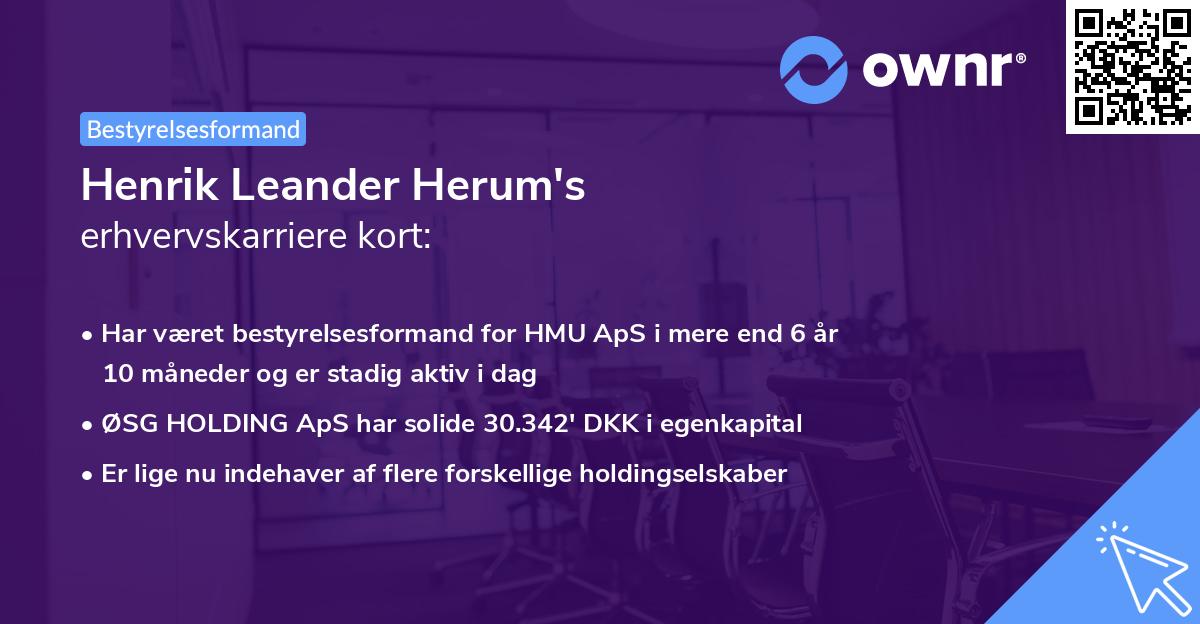 Henrik Leander Herum's erhvervskarriere kort