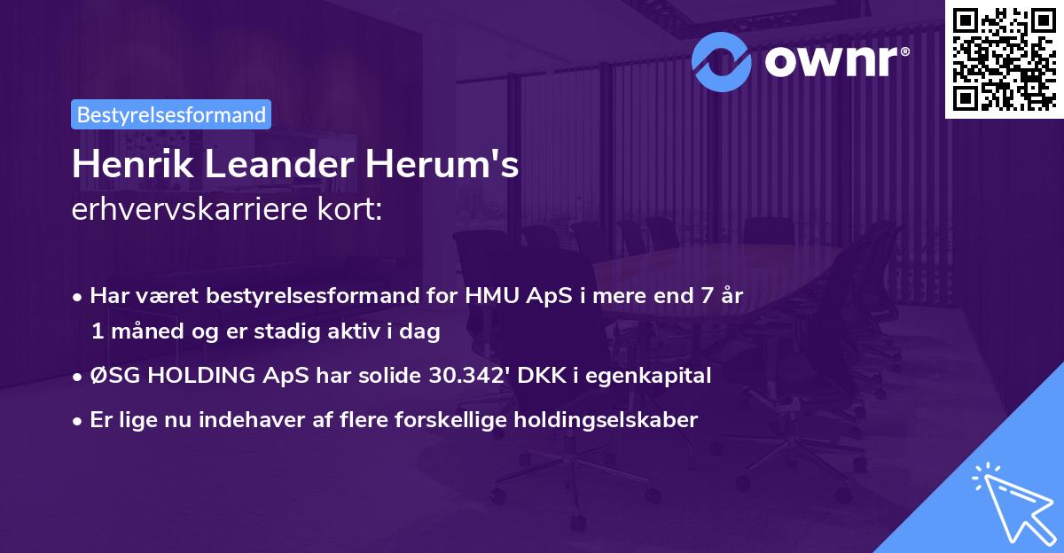 Henrik Leander Herum's erhvervskarriere kort