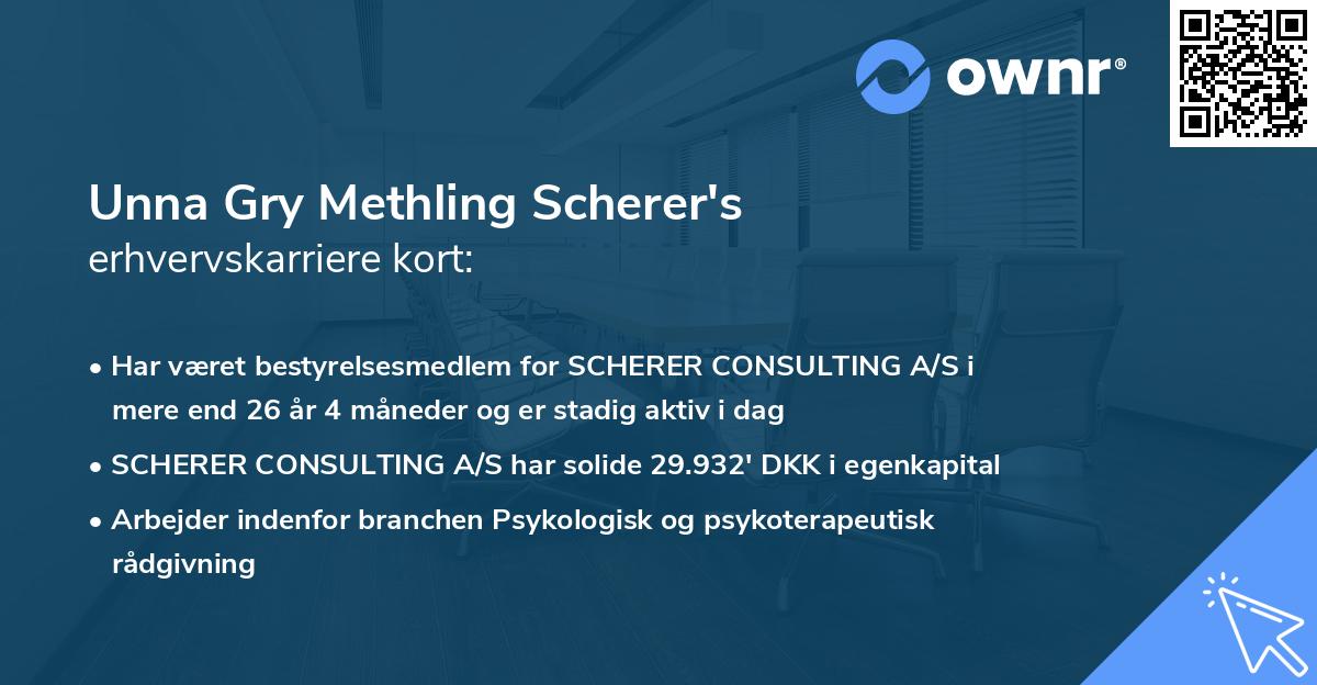 Unna Gry Methling Scherer's erhvervskarriere kort